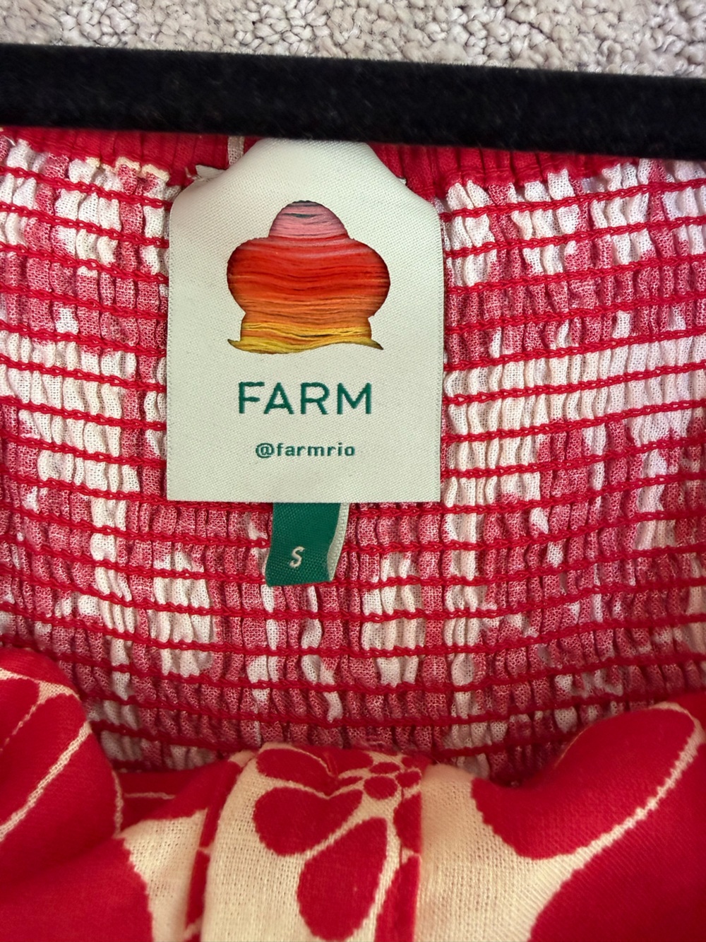 FARM Rio Red & Cream Floral Linen Blend Romper – Size S - Picture 9 of 11